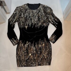 Elegant Black and Gold Sequin Dress